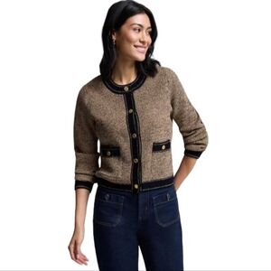 NWT SUZY SHIER Tweed-inspired Knit Button-Up Cardigan - Size XXL